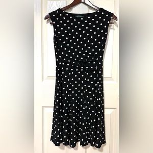 Lauren Ralph Lauren Women’s Polka Dots A Line Black Dress in 6P